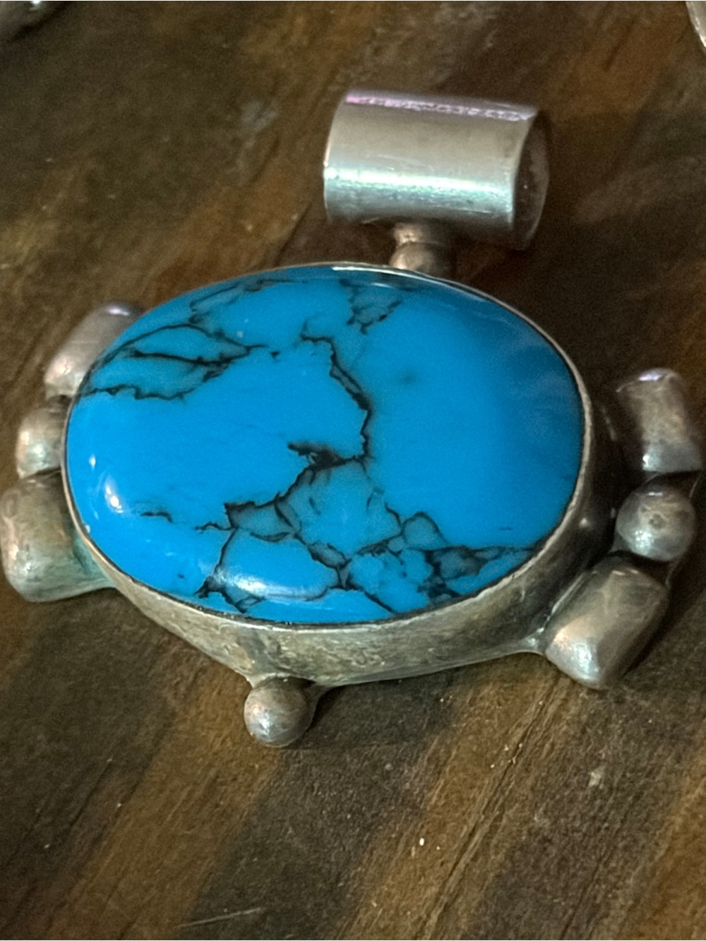 Mexico Sterling Silver Turquoise  Pendant